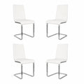 Chaise, rembourré, en acier et cuir, coloris blanc, pour la salle à manger ou la cuisine
