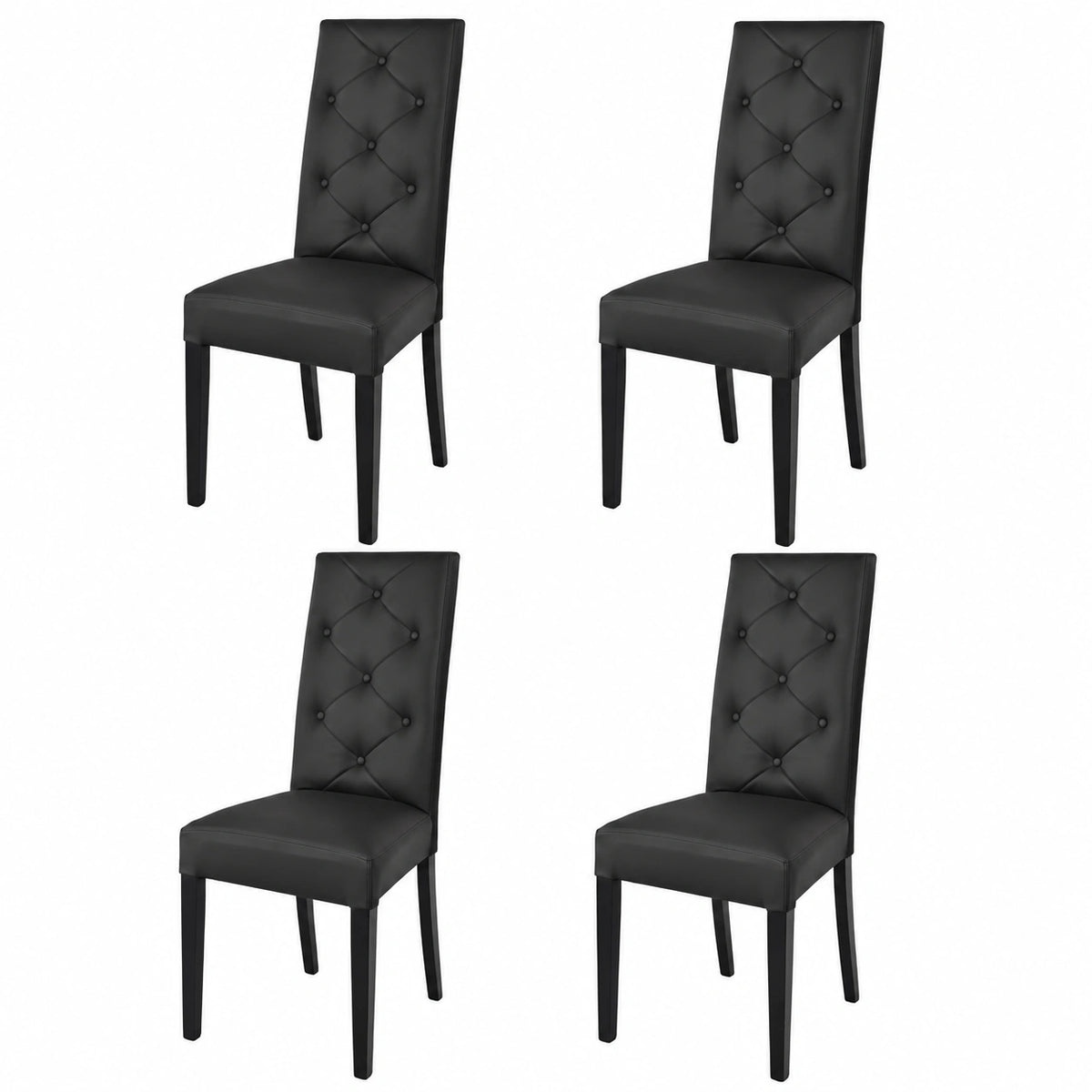 Chaise, rembourré, en cuir, coloris noir, pour la salle à manger ou la cuisine