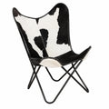Chaise, en cuir, coloris noir et blanc, pour la salle à manger ou la cuisine