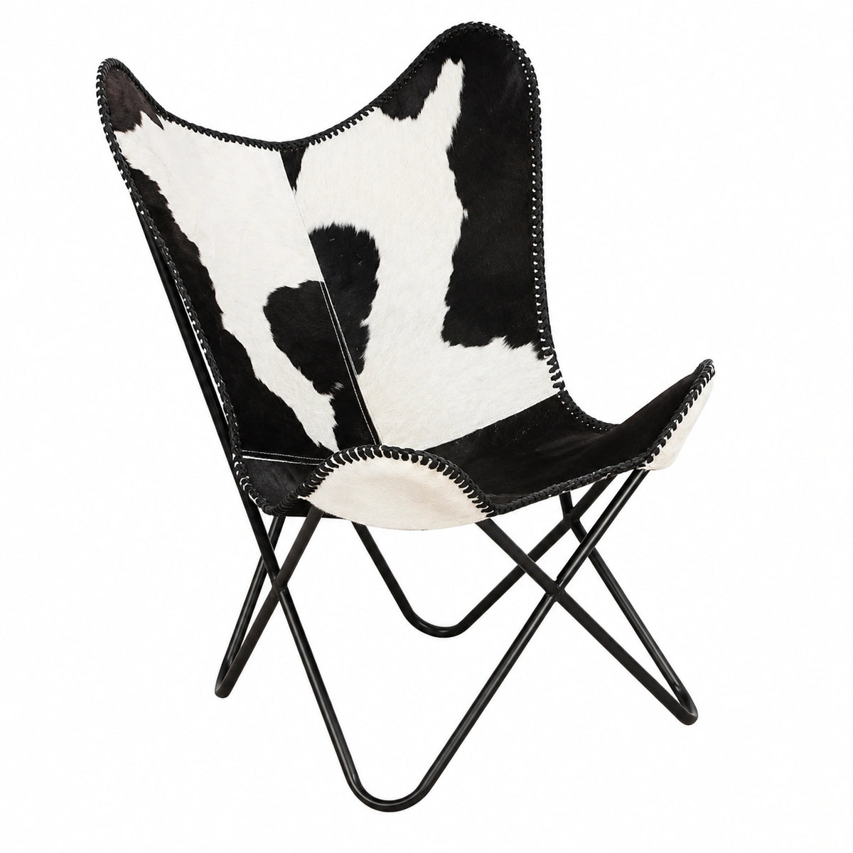 Chaise, en cuir, coloris noir et blanc, pour la salle à manger ou la cuisine