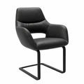 Chaise, à bascule, en cuir, coloris noir, pour la salle à manger ou la cuisine
