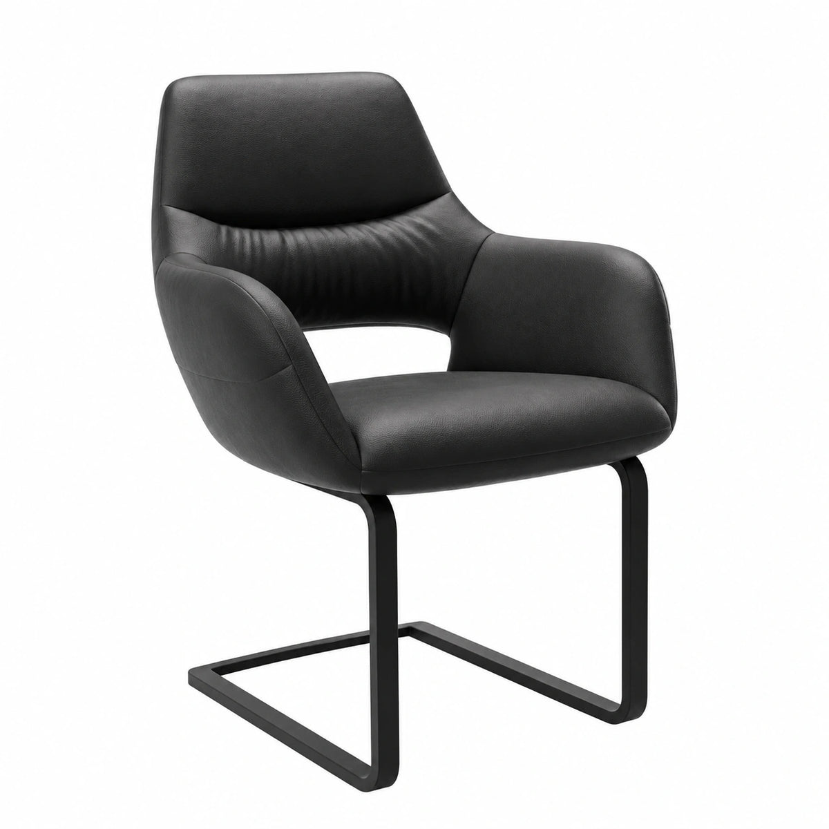 Chaise, à bascule, en cuir, coloris noir, pour la salle à manger ou la cuisine