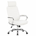 Bureau, pivotant, réglable, en métal et cuir, coloris blanc, pour l’espace de travail