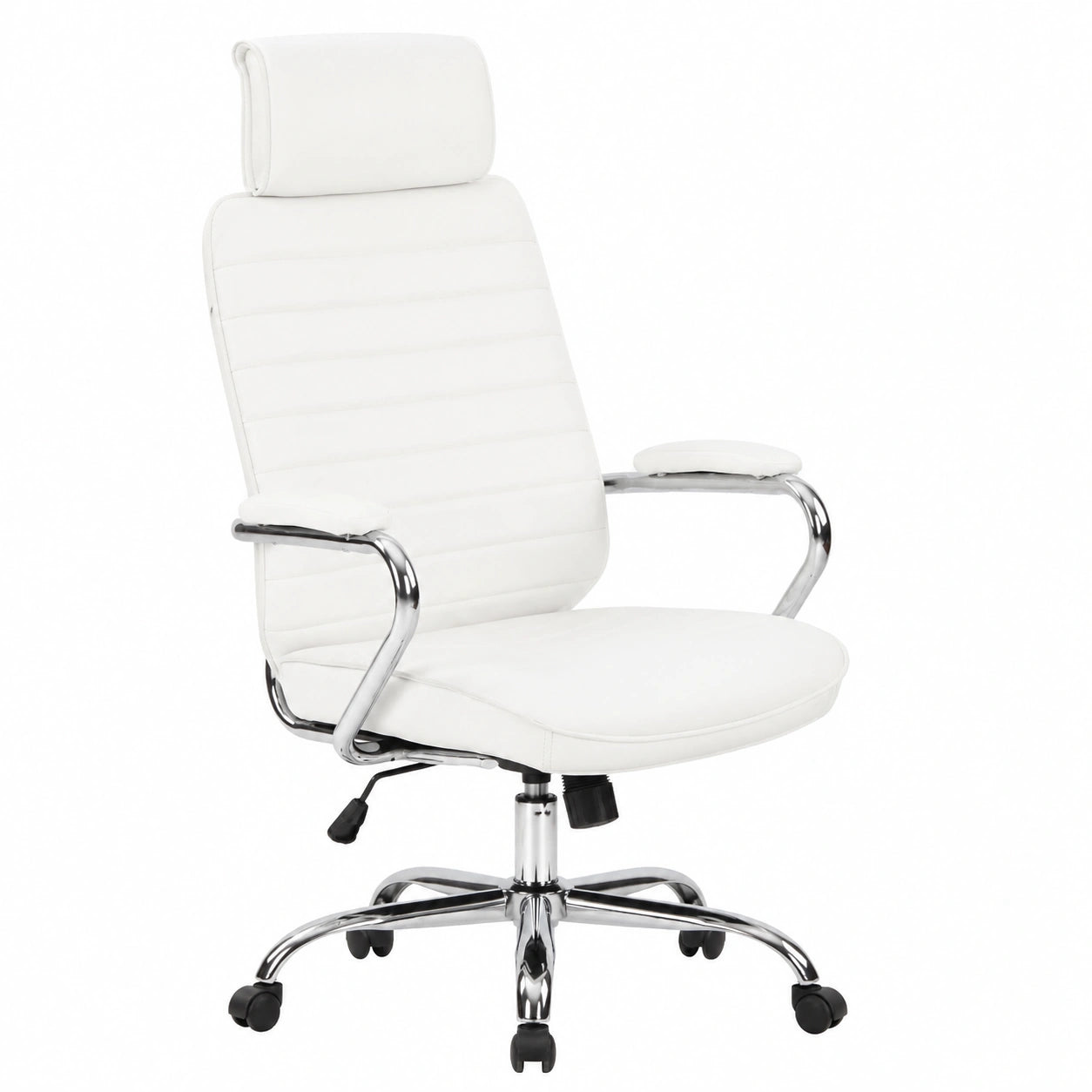 Bureau, pivotant, réglable, en métal et cuir, coloris blanc, pour l’espace de travail