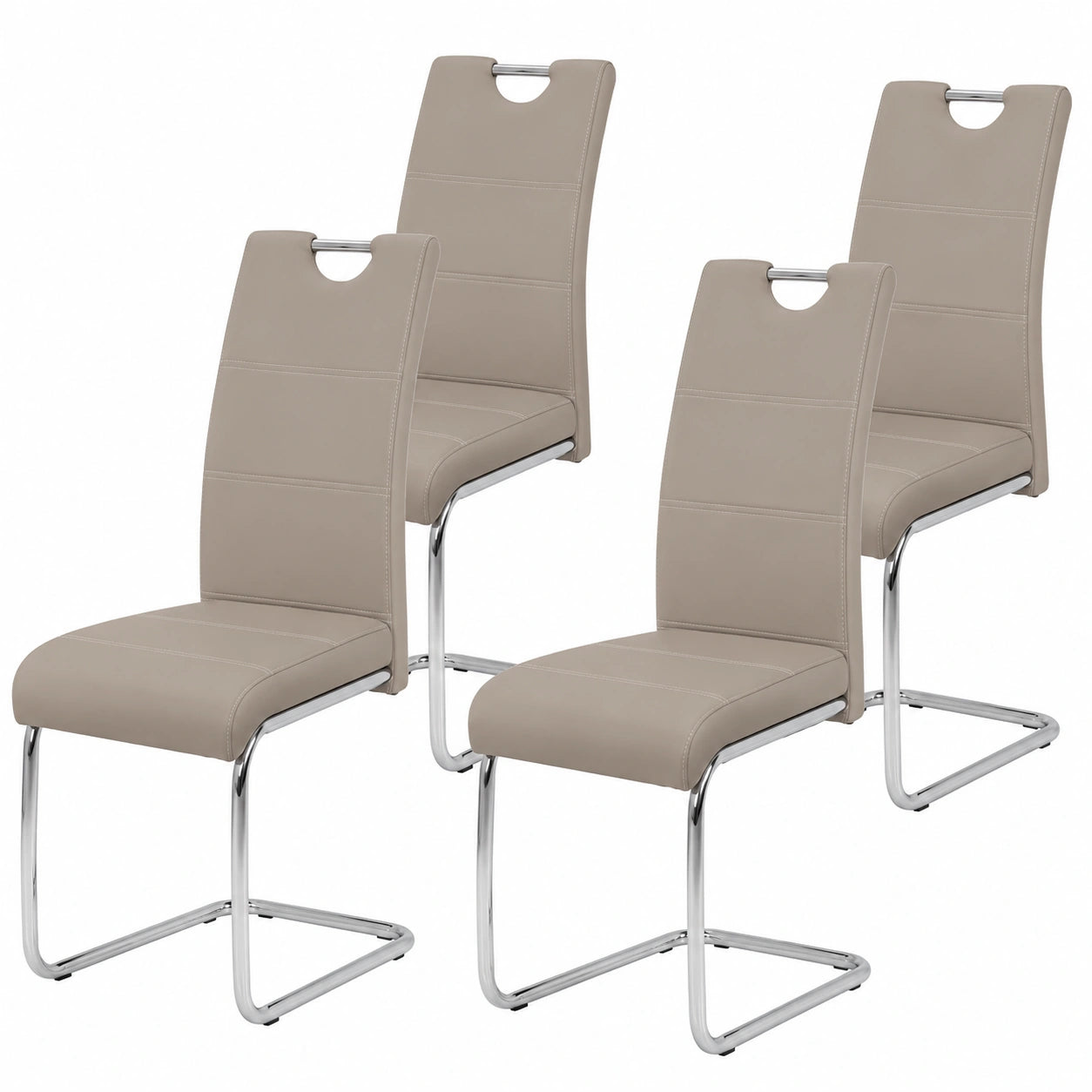 Chaise, en métal et cuir, 42 x 57 x 98 cm, pour la salle à manger ou la cuisine