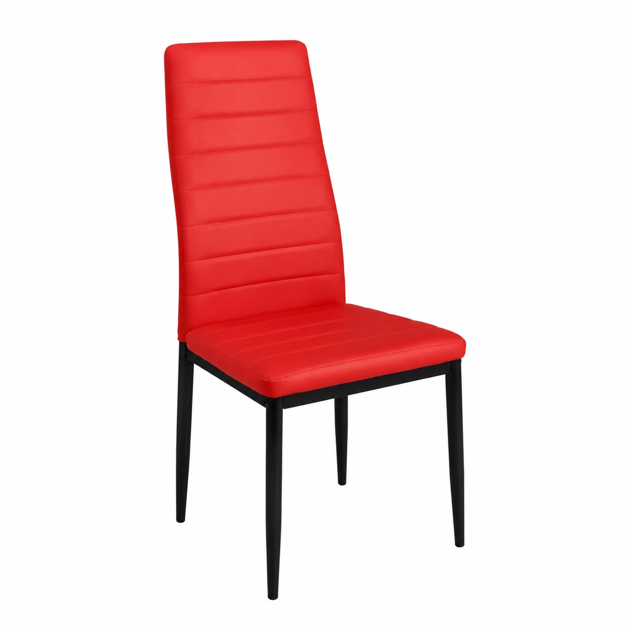 Chaise, en similicuir et cuir, coloris rouge, pour la salle à manger ou la cuisine