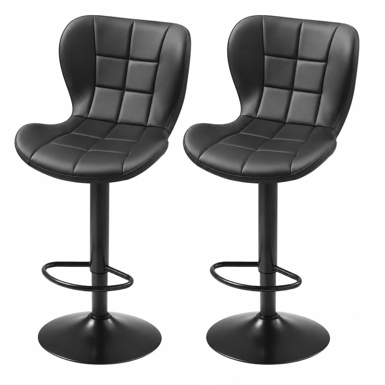 Chaise, pivotant, réglable, en cuir, coloris noir, pour la salle à manger ou la cuisine