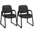Chaise, rembourré, en métal et cuir, coloris noir, pour la salle à manger ou la cuisine