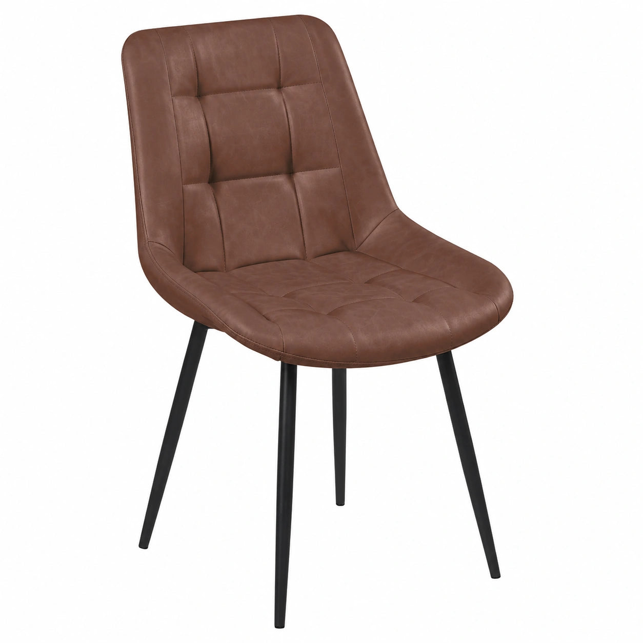 Chaise, en cuir, coloris noir et marron, pour la salle à manger ou la cuisine