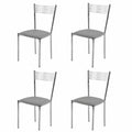 Chaise, rembourré, en acier et cuir, coloris gris, pour la salle à manger ou la cuisine