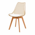 Chaise, avec coussin, en cuir, coloris blanc et marron, pour la salle à manger ou la cuisine