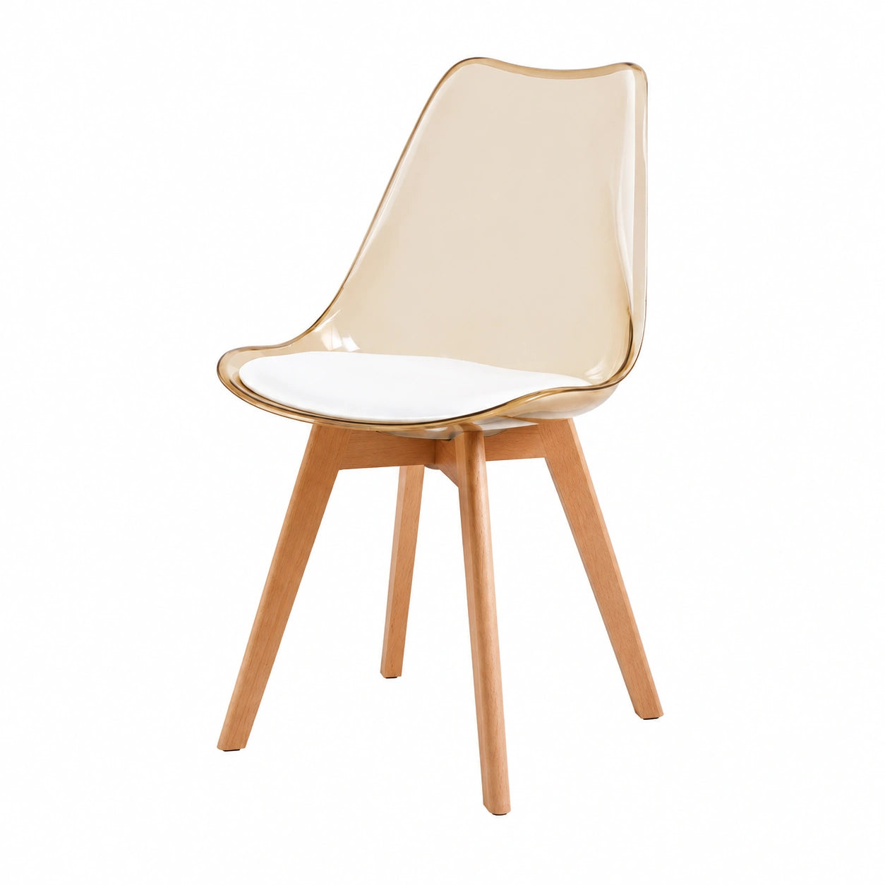 Chaise, avec coussin, en cuir, coloris blanc et marron, pour la salle à manger ou la cuisine