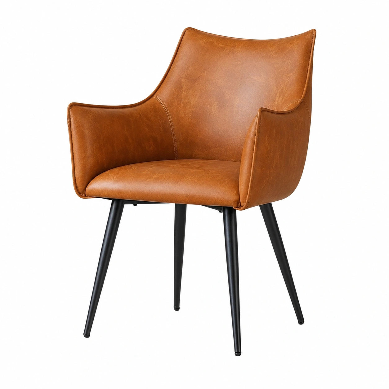 Bureau, en métal et cuir, coloris marron, pour l’espace de travail