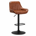 Chaise, en métal et cuir, réglable, rembourré, coloris brun, pour la salle à manger ou la cuisine