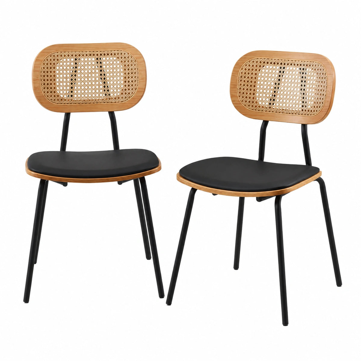 Chaise, en résine tressée, coloris noir, pour la salle à manger ou la cuisine