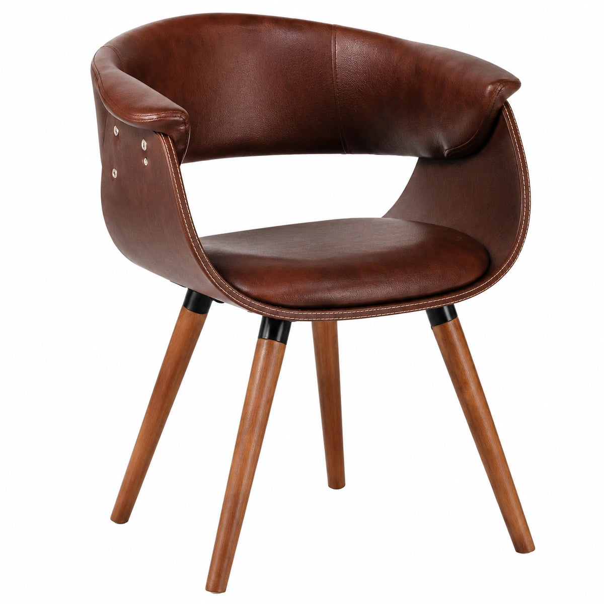 Chaise, en cuir, coloris marron, 72 x 58 x 47 cm, pour la salle à manger ou la cuisine