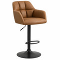 Tabouret, pivotant, en cuir, coloris marron, pour la cuisine ou l’espace repas