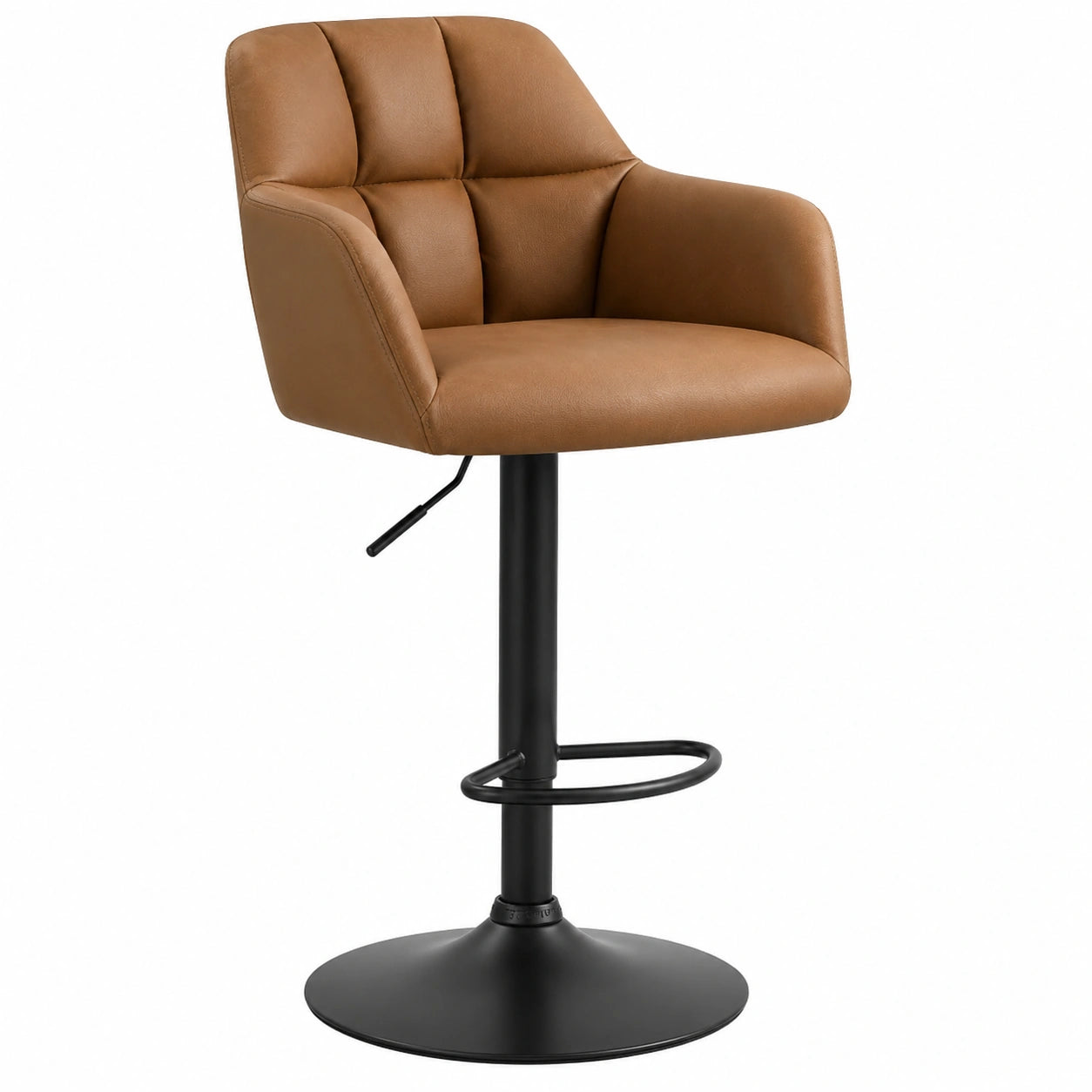 Tabouret, pivotant, en cuir, coloris marron, pour la cuisine ou l’espace repas