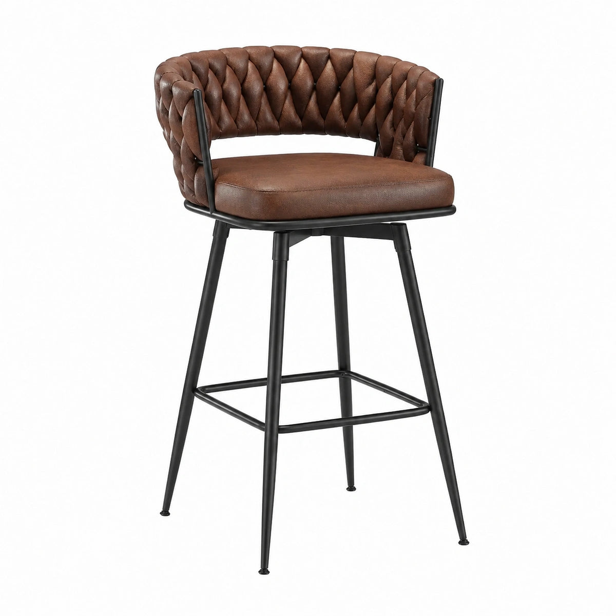 Chaise, en métal et cuir, avec coussin, pour la salle à manger ou la cuisine