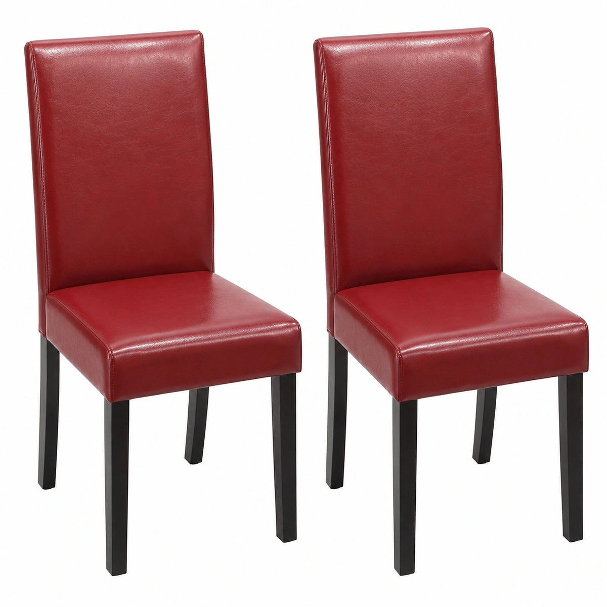 Chaise, en cuir, coloris rouge, pour la salle à manger ou la cuisine
