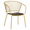 Chaise, en métal et cuir, coloris noir et doré, pour la salle à manger ou la cuisine