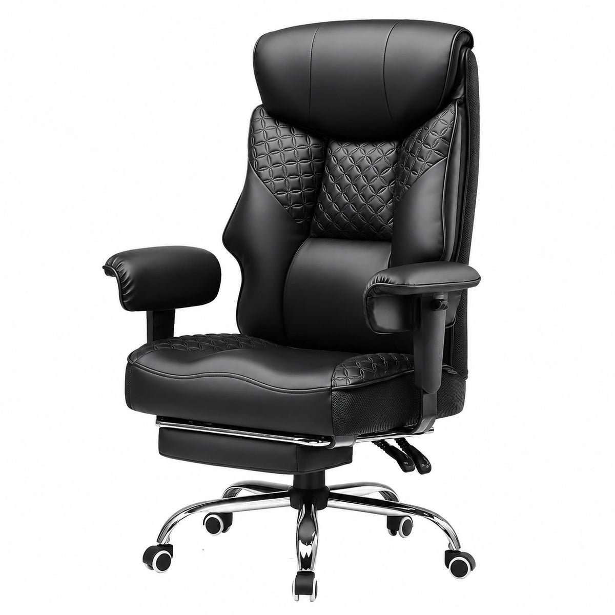 Chaise, en similicuir et cuir, avec coussin, réglable, coloris noir, pour la salle à manger ou la cuisine
