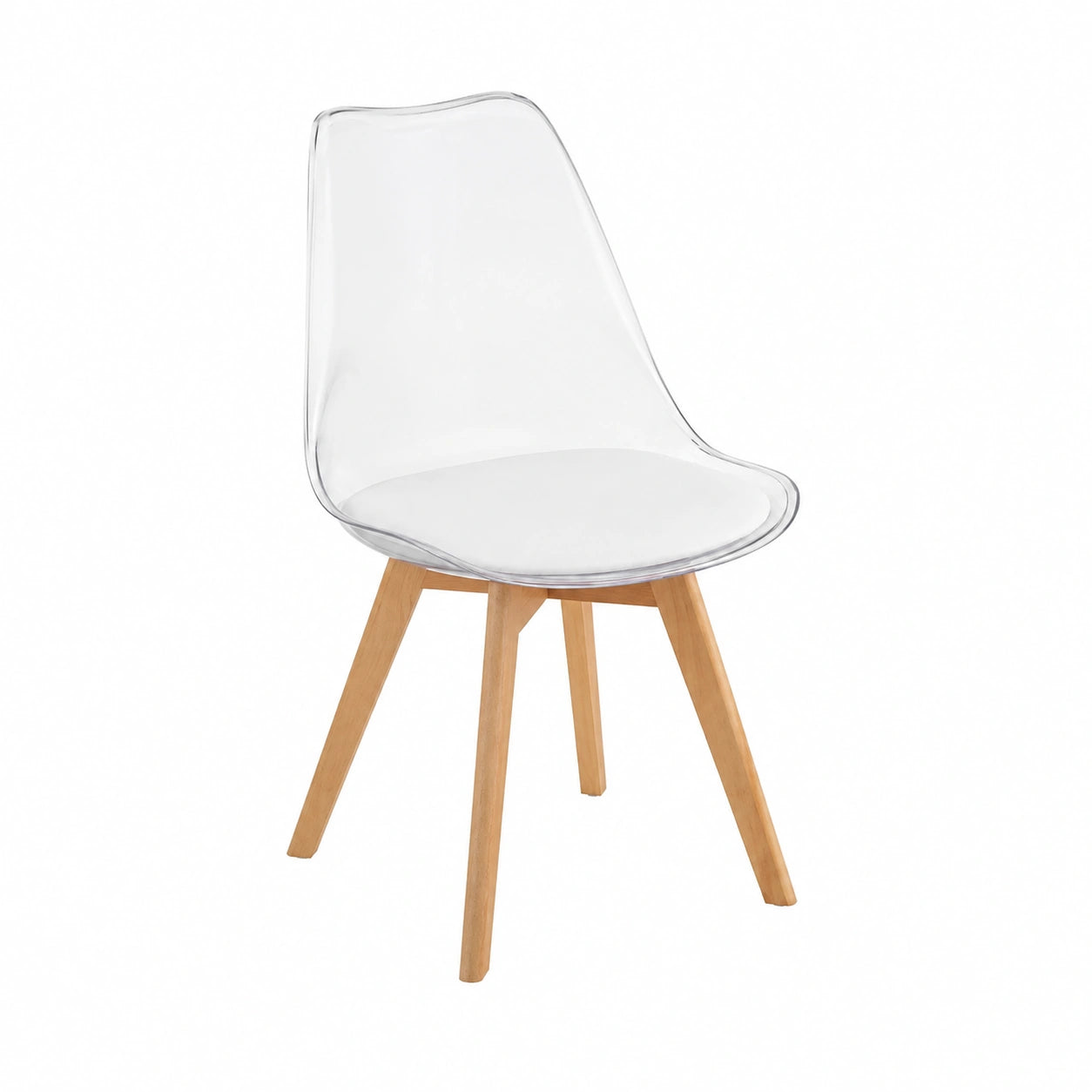 Chaise, avec coussin, en cuir, coloris blanc, pour la salle à manger ou la cuisine