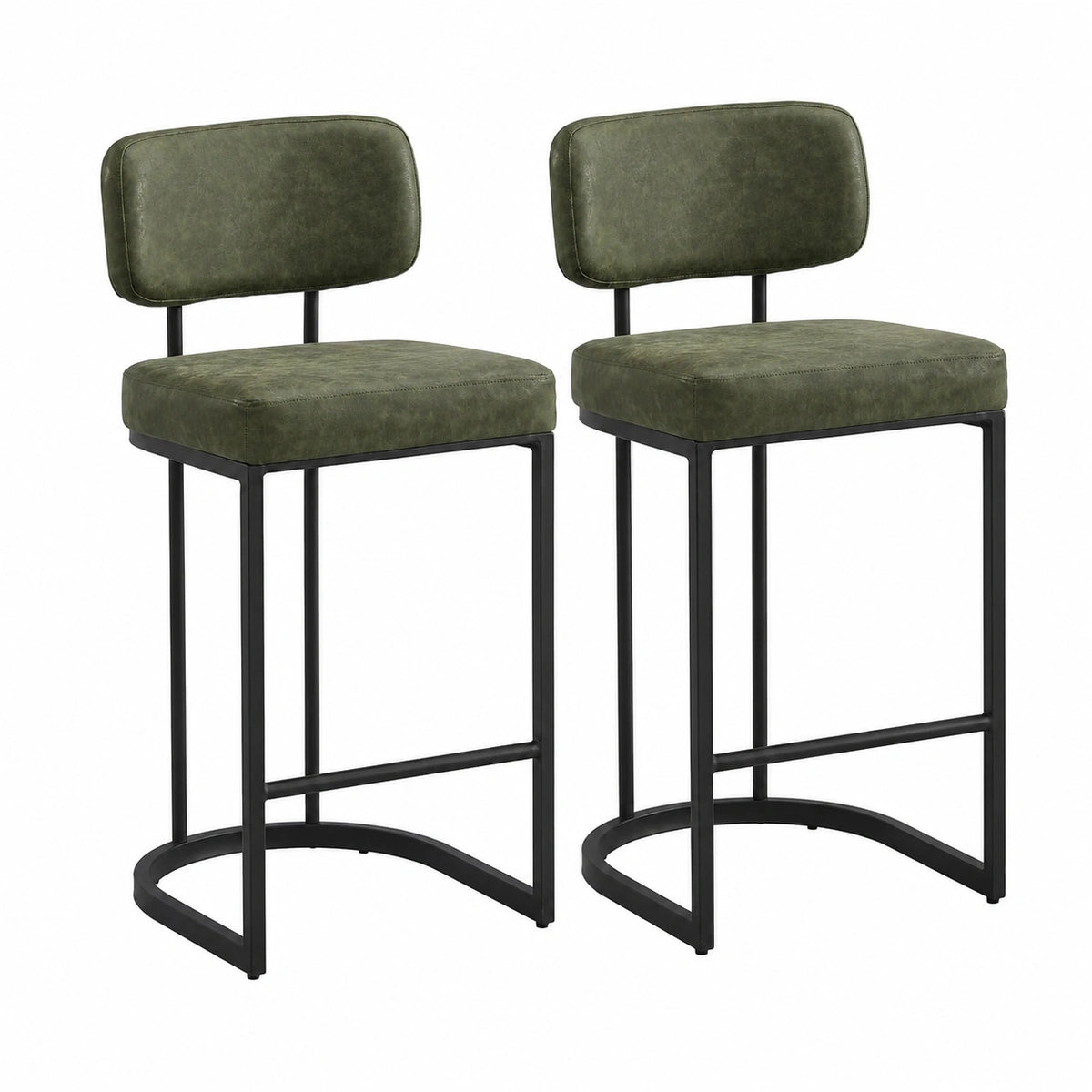 Chaise, en cuir, coloris vert, pour la salle à manger ou la cuisine
