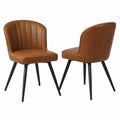 Chaise, en cuir, coloris marron, pour la salle à manger ou la cuisine