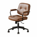 Bureau, pivotant, réglable, sur roulettes, en cuir, coloris marron, pour l’espace de travail