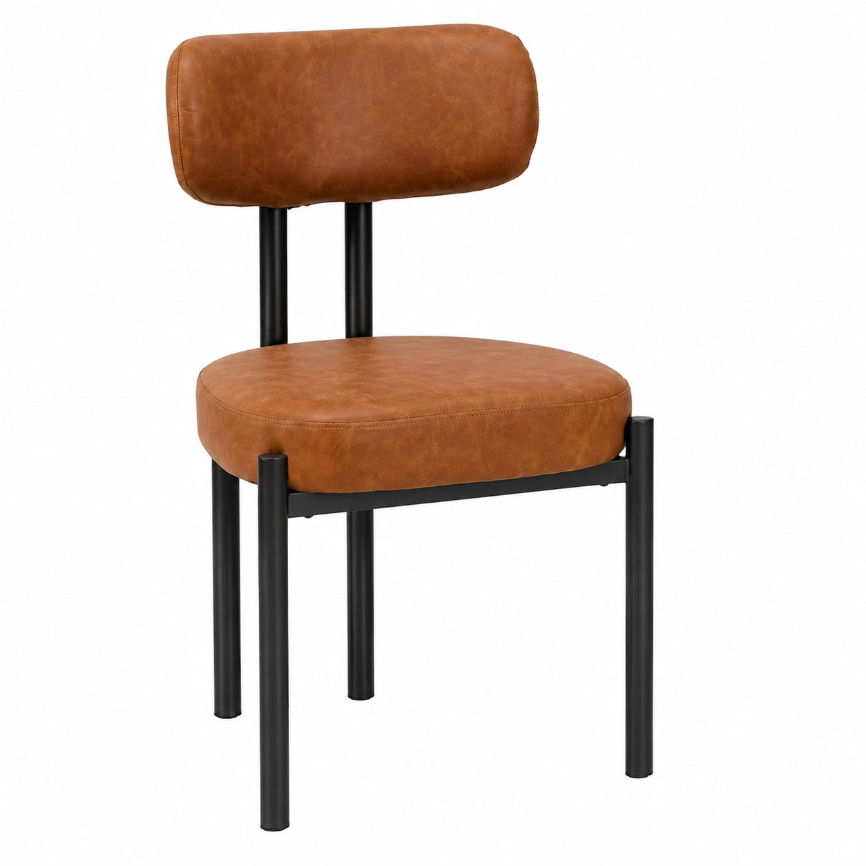 Chaise, en métal et cuir, coloris marron, pour la salle à manger ou la cuisine
