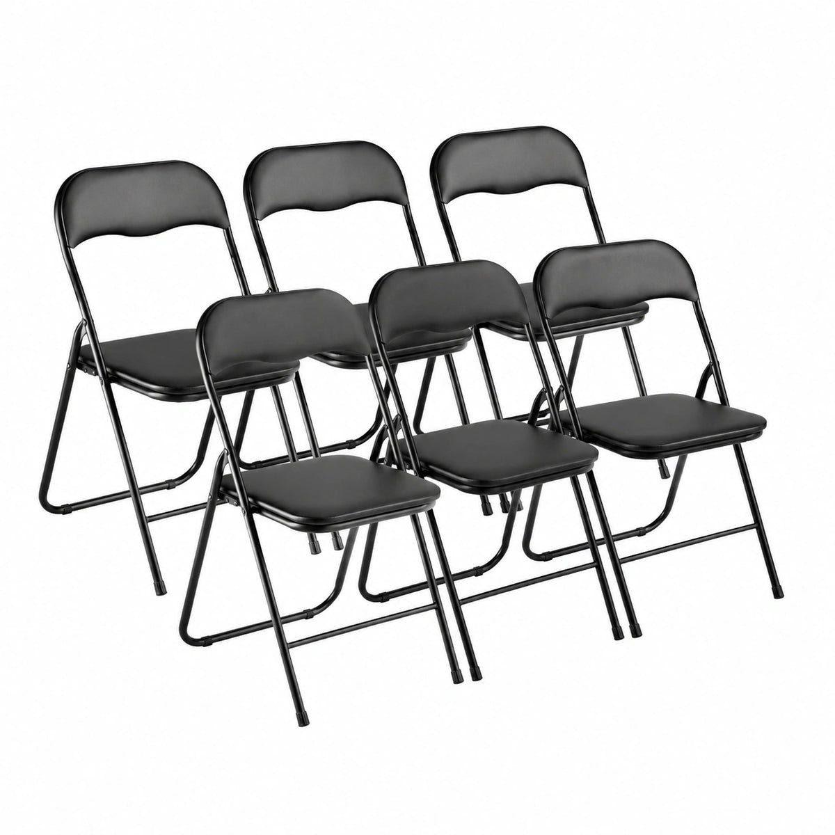Chaise, avec coussin, rembourré, en métal et cuir, coloris noir, pour la salle à manger ou la cuisine