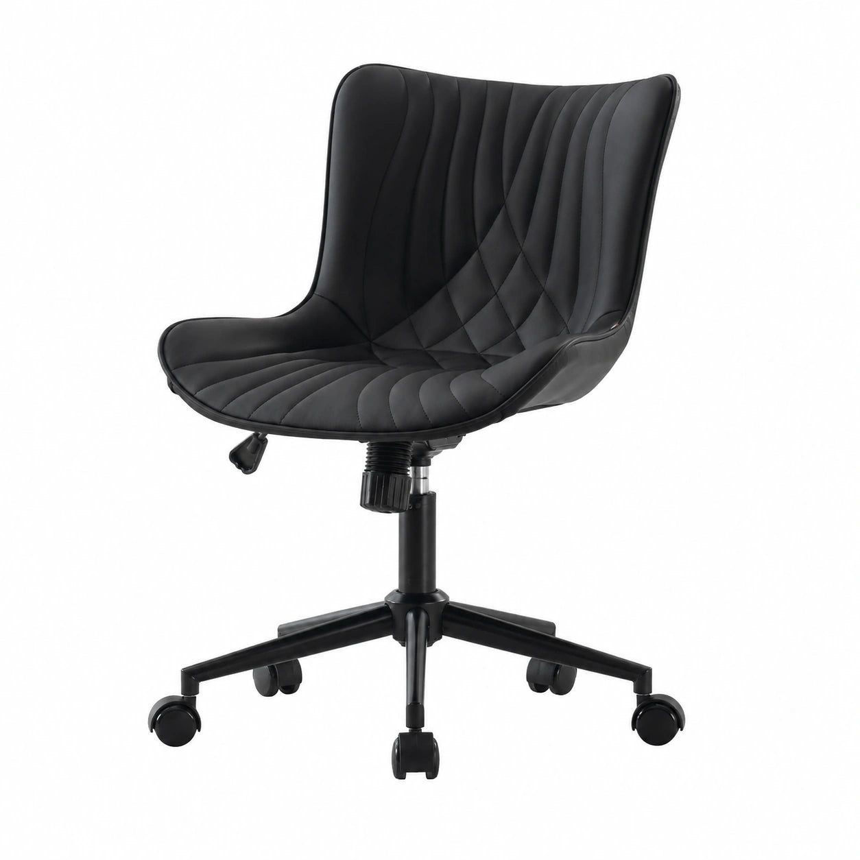 Bureau, en cuir, pivotant, réglable, sur roulettes, coloris noir, pour l’espace de travail