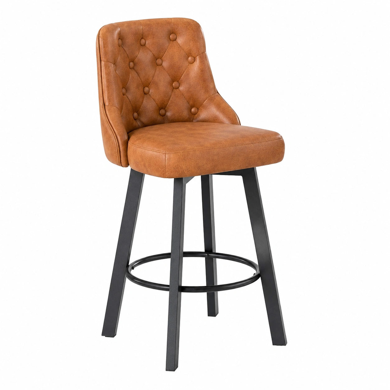 Chaise, en cuir, coloris brun, pour la salle à manger ou la cuisine